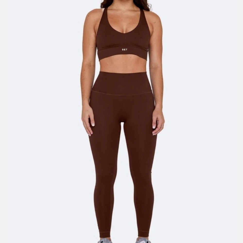 SET Active Women's Chocolate Brown High-Waist Leggings
